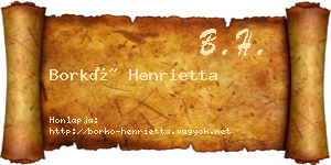 Borkó Henrietta névjegykártya